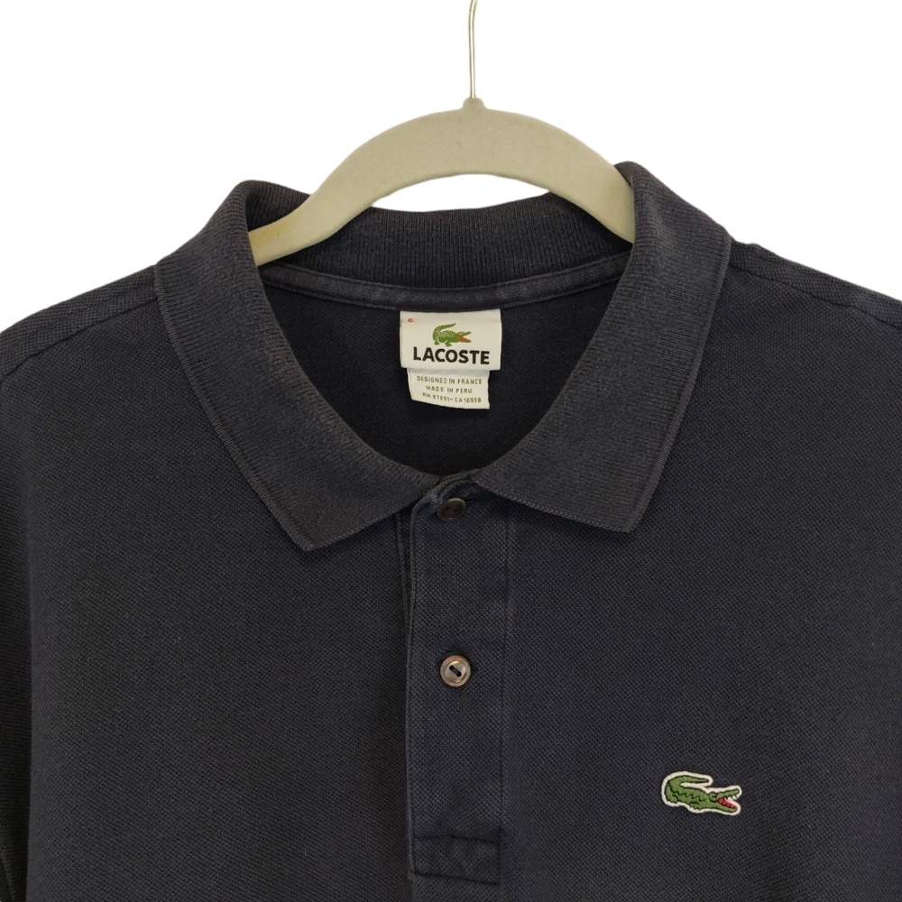 Lacoste Navy Mesh Polo Shirt - Picture 3 of 6